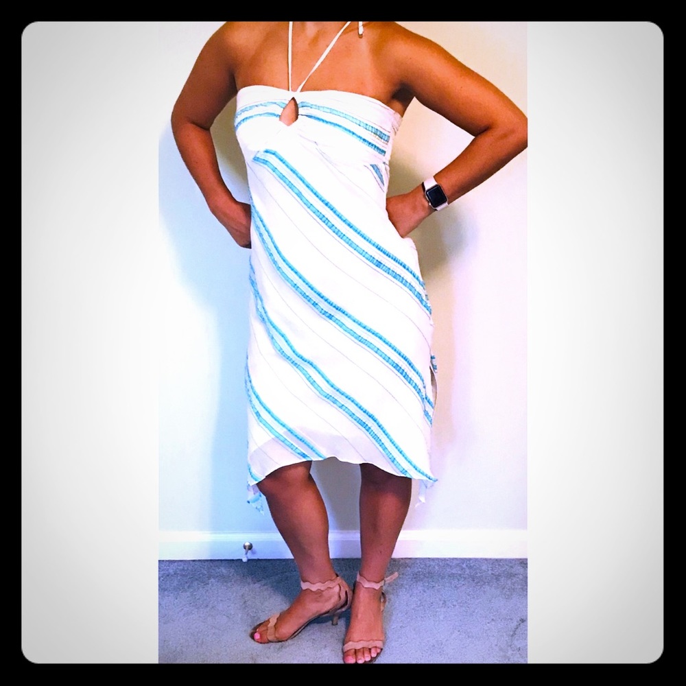 Feminine, Stripe, Keyhole/ Halter Dress
